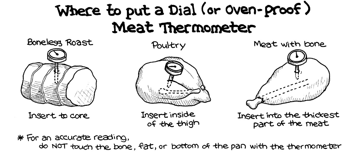 Figure 9-1: Inserting a meat thermometer.